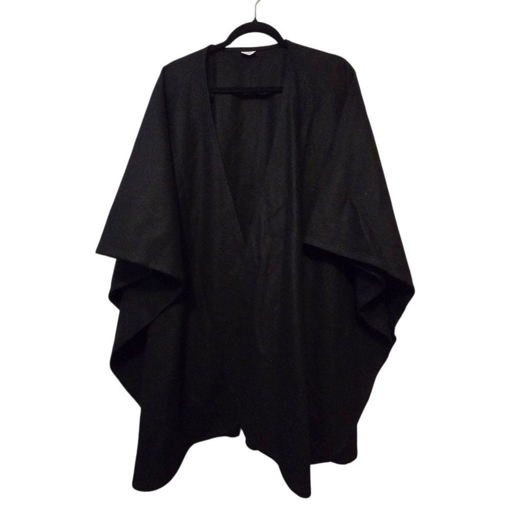 Vtg Texas Body Hangings Wool Wrap Poncho Womens One Size OS Black Goth Grunge